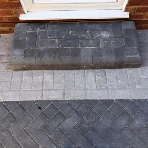 front charcoal block paved driveway side entrance 20