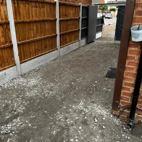 front charcoal block paved driveway side entrance 29